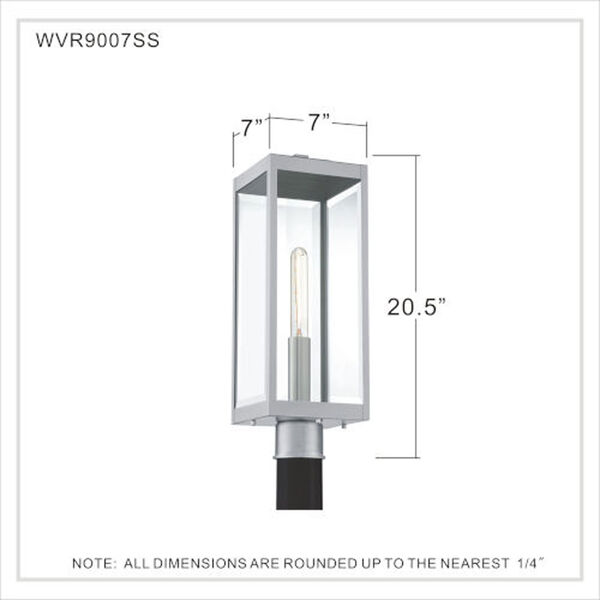 Pax Stainless Steel One-Light Outdoor Post Lantern with Beveled Glass, image 6