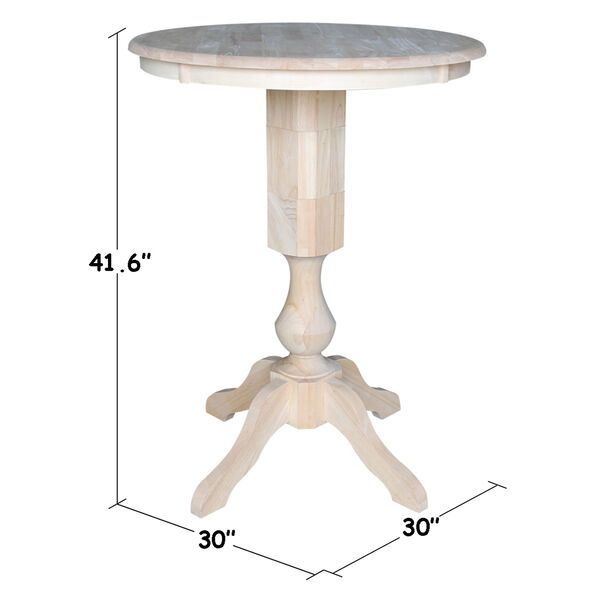 Unfinished 30-Inch Pedestal Bar Height Table, image 3