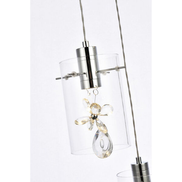 Hana Chrome Eight-Light LED Pendant with Royal Cut Clear Crystal, image 6