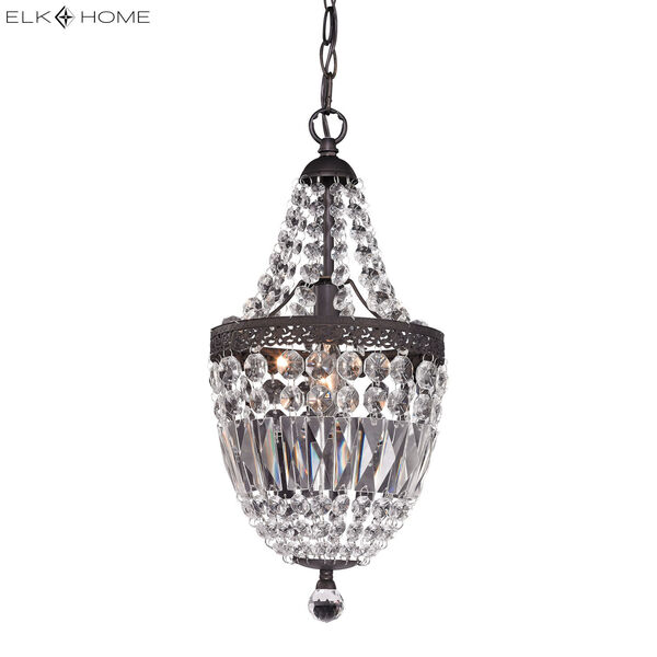Dark Bronze and Clear Crystal 18-Inch One Light Mini Chandelier, image 7