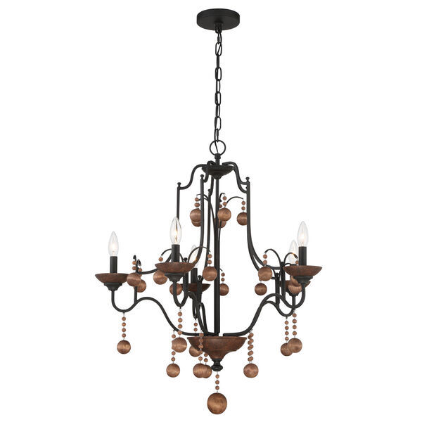 Colonial Charm Old World Bronze with Walnut Accents Chandelier, image 2