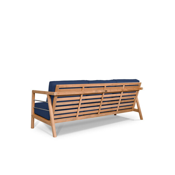 Aalto Natural Teak Deep Seating Four-Piece Outdoor Sofa Set with Sunbrella Navy Blue Cushion, image 3