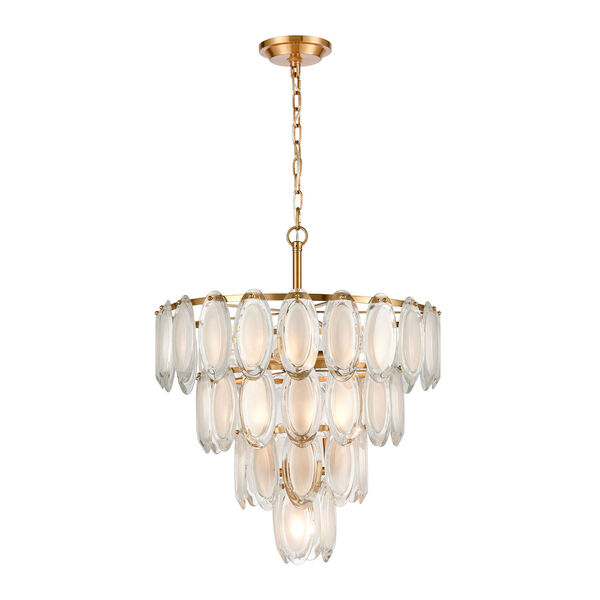 Curiosity Aged Brass and White Eight-Light Chandelier, image 1