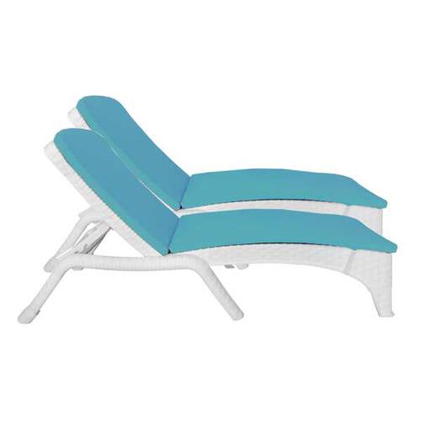 Roma White Teal Outdoor Chaise Lounger with Cushion, Set of Two, image 1