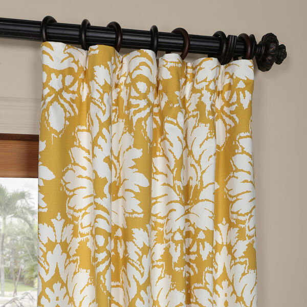 Sun Yellow 96  x 50 In. Printed Cotton Curtain, image 2