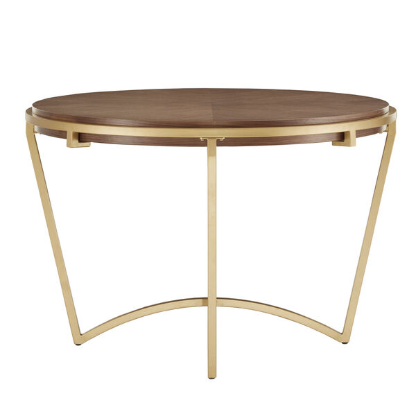 Minnie Gold and Natural Dining Table with Metal Base, image 3