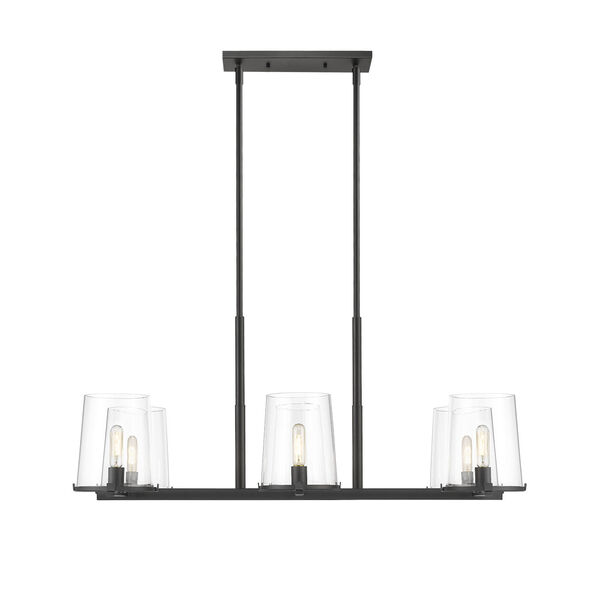 Callista Matte Black Six-Light Chandelier with Clear Glass Shade, image 4