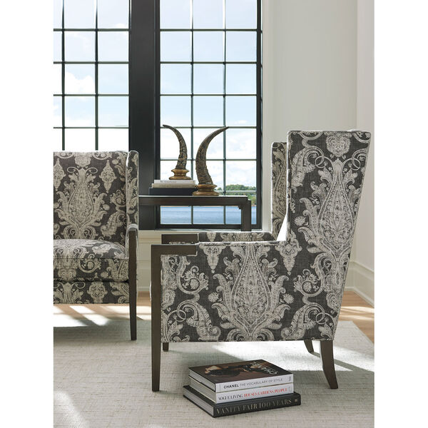 Upholstery Gray and Beige Stratton Wing Chair, image 3