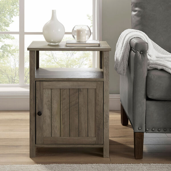 18-Inch Grey Wash Grooved Door Side Table, image 10