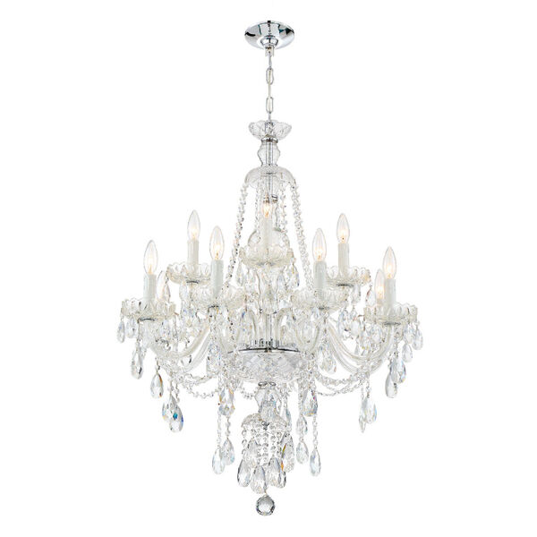 Candace Polished Chrome 28-Inch 12-Light Hand Cut Crystal Chandelier, image 2
