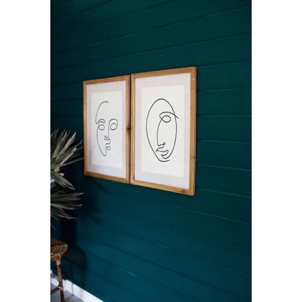 Multi-Colored Face Print Under Glass Wall Art, Set of 2, image 1