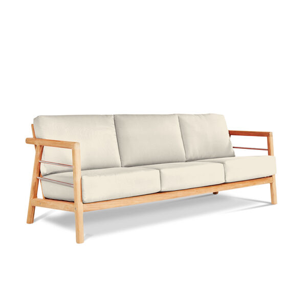 Aalto Natural Teak Deep Seating 86-Inch Outdoor Sofa with Sunbrella Cushion, image 1