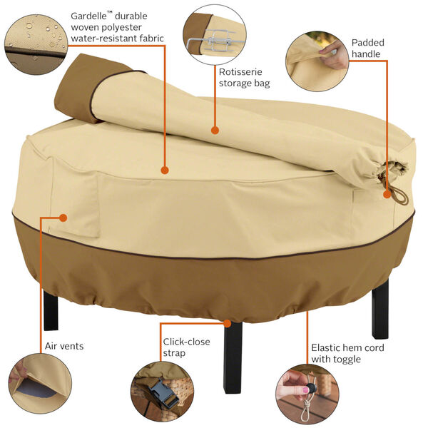 Ash Beige and Brown Pit Grill Cover and Storage Bag, image 2
