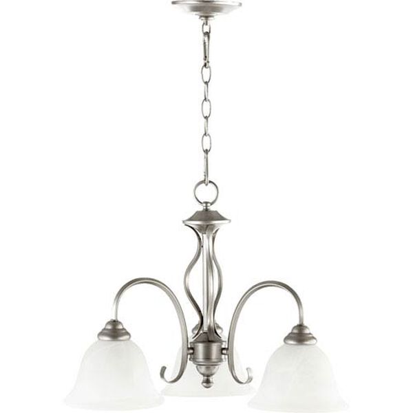 Spencer Classic Nickel Three Light Chandelier with Faux Alabaster Glass, image 1