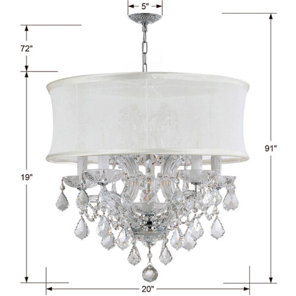 Brentwood Polished Chrome Six-Light Chandelier with Smooth White Shade, image 2