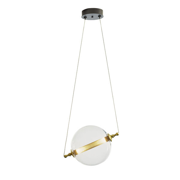 Otto Brass with Black Two-Light 11-Inch Pendant with Clear Glass, image 4