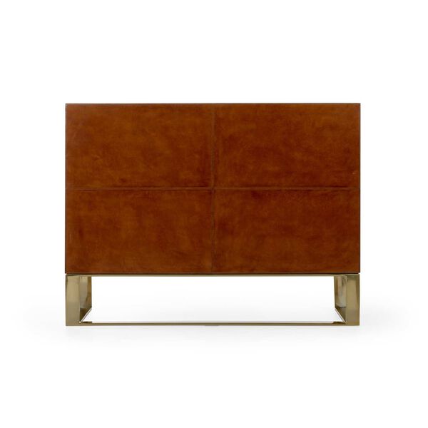 Cognac and Polished Brass Under The Canvas Chest, image 5