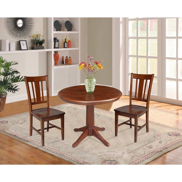 Espresso 36-Inch Round Top Pedestal Table with Chairs, 3-Piece, image 2