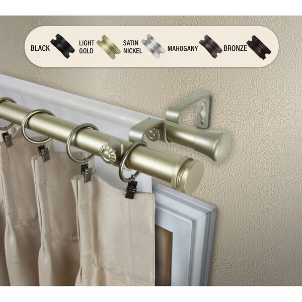 Bun Light Gold 28-48 Inches Double Curtain Rod, image 1