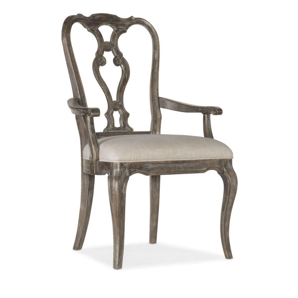 Traditions Rich Brown Wood Back Arm Chair, image 1