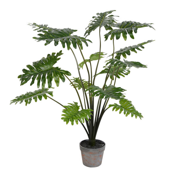 Green 38-Inch Potted Grand Philo Bush with 14 Leaves, image 1