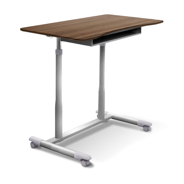 Stand Up Desk Height Adjustable and Mobile with Walnut Top, image 2