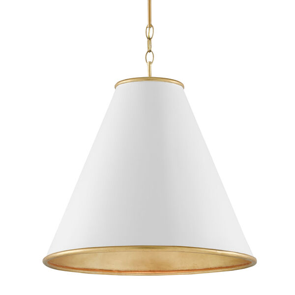 Pierrepont Gesso White and Gold One-Light 22-Inch Pendant, image 1