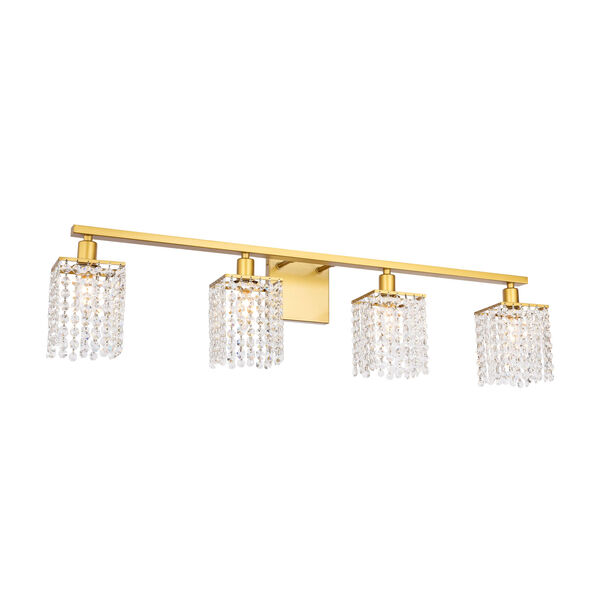Phineas Brass Four-Light Bath Vanity with Clear Crystals, image 4