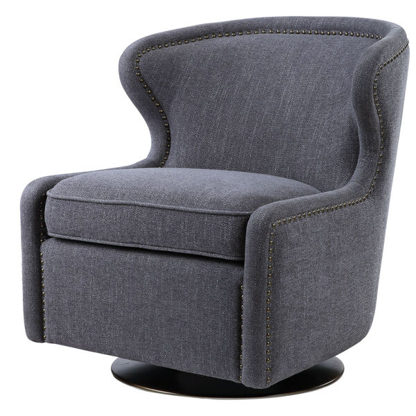 Biscay Dark Charcoal Gray Swivel Chair, image 5