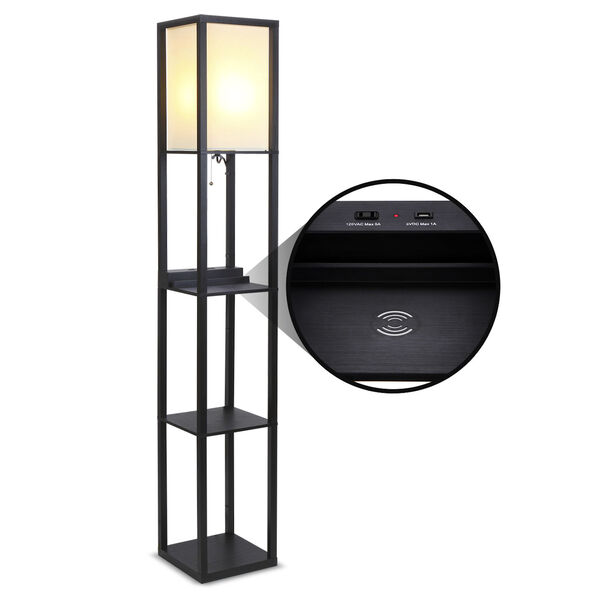 Maxwell Classic Black LED Floor Lamp with Wireless Charging, image 1