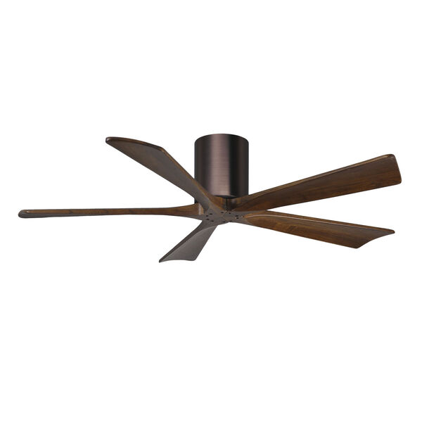 Irene-5H Brushed Bronze 52-Inch Outdoor Flush Mount Ceiling Fan with Walnut Tone Blades, image 1