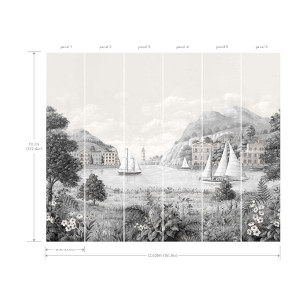 Mural Resource Library Gray and White Safe Harbor Wallpaper, image 3