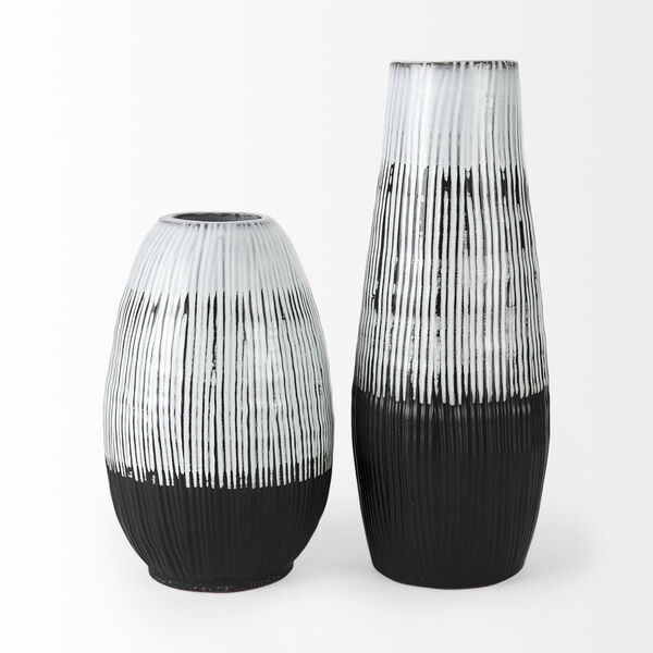 Tanami II Dark Brown and White Short Glazed Ceramic Vase, image 2