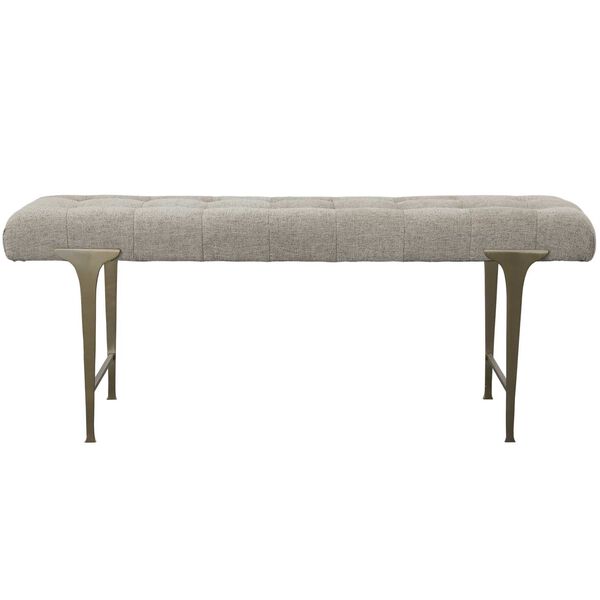 Imperial Light Gray and Satin Champagne Upholstered Bench, image 6