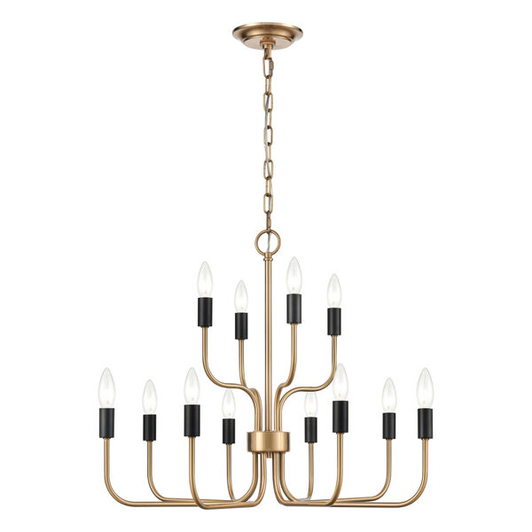 Epping Avenue Aged Brass 12-Light Chandelier, image 1