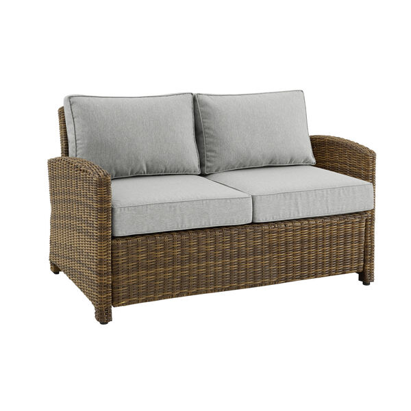 Bradenton Weathered Brown and Gray Outdoor Wicker Loveseat, image 3