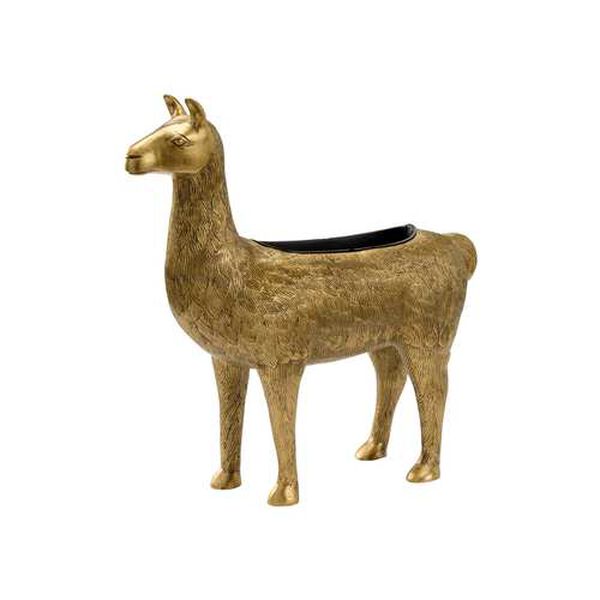 Antique Brass Drama Llama Planter, image 1