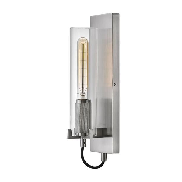 Ryden Brushed Nickel One-Light Wall Sconce With Clear Glass, image 1