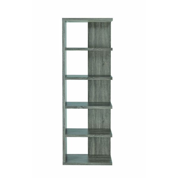 Weathered Grey 5-Tier Semi-Backless Bookcase, image 3