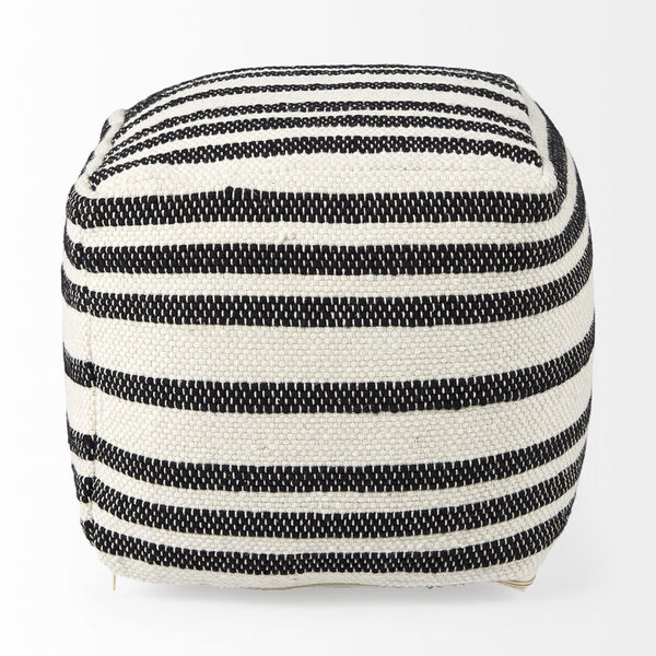 Aanya Black and White Striped Pouf, image 2