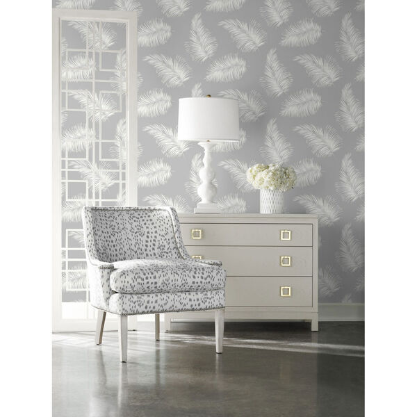 Lillian August Luxe Haven Gray Tossed Palm Peel and Stick Wallpaper, image 1