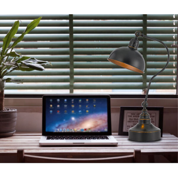 Industrial Dark Bronze One-Light Adjustable Desk Lamp, image 2
