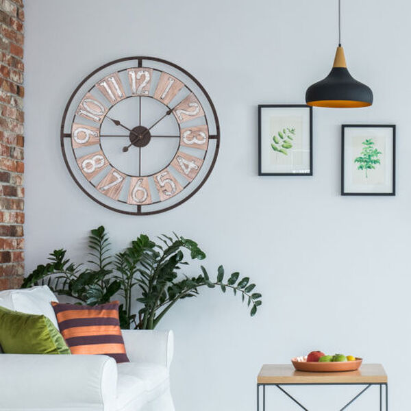 Natural and Black Decorative Analog Wall Clock, image 3