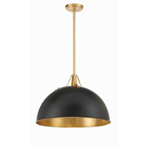 Soto Matte Black and Antique Gold 20-Inch One-Light Pendant, image 5