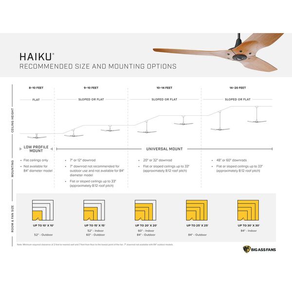 Haiku Black 52-Inch Universal Mount Outdoor Ceiling Fan with Cocoa Aluminum Airfoils and 12-Inch Downrod, image 4