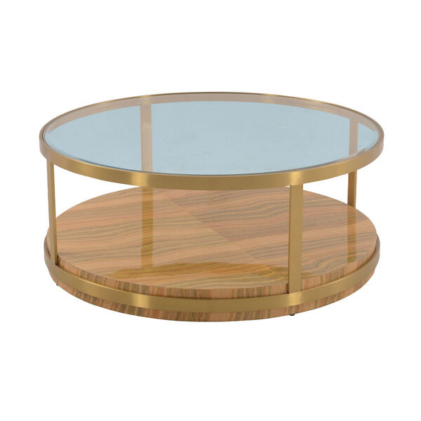 Hattie Glass Top Brushed Gold Coffee Table, image 1