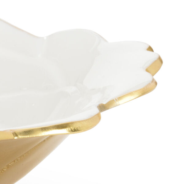White and Metallic Gold Enameled Decorative Bowl, image 2