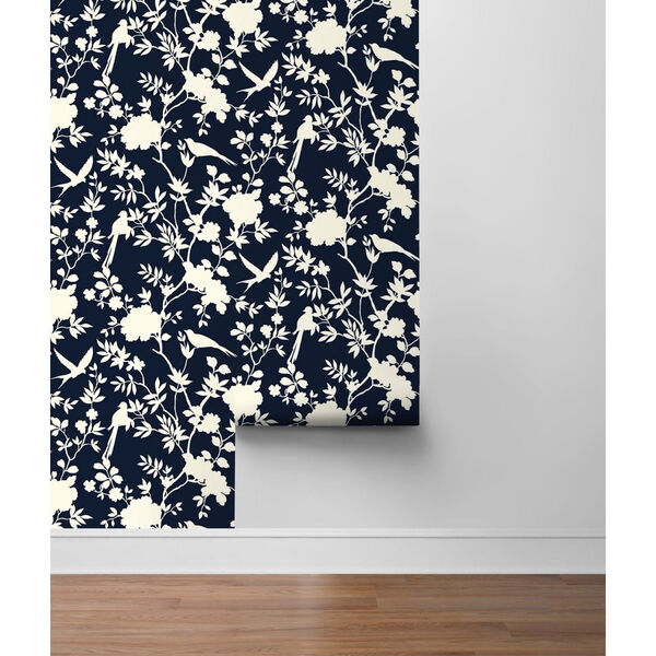 Lillian August Luxe Haven Navy Blue Mono Toile Peel and Stick Wallpaper, image 4