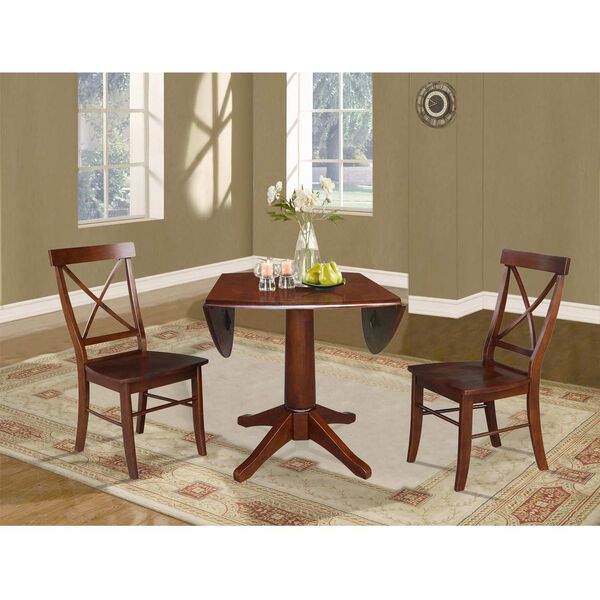 Espresso 30-Inch High Round Top Pedestal Table with Chairs, image 4