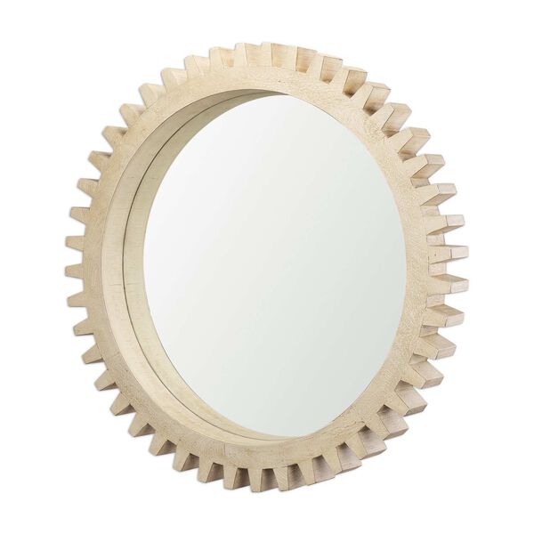 Cog Natural Brown Round Wood Frame Wall Mirror, image 4